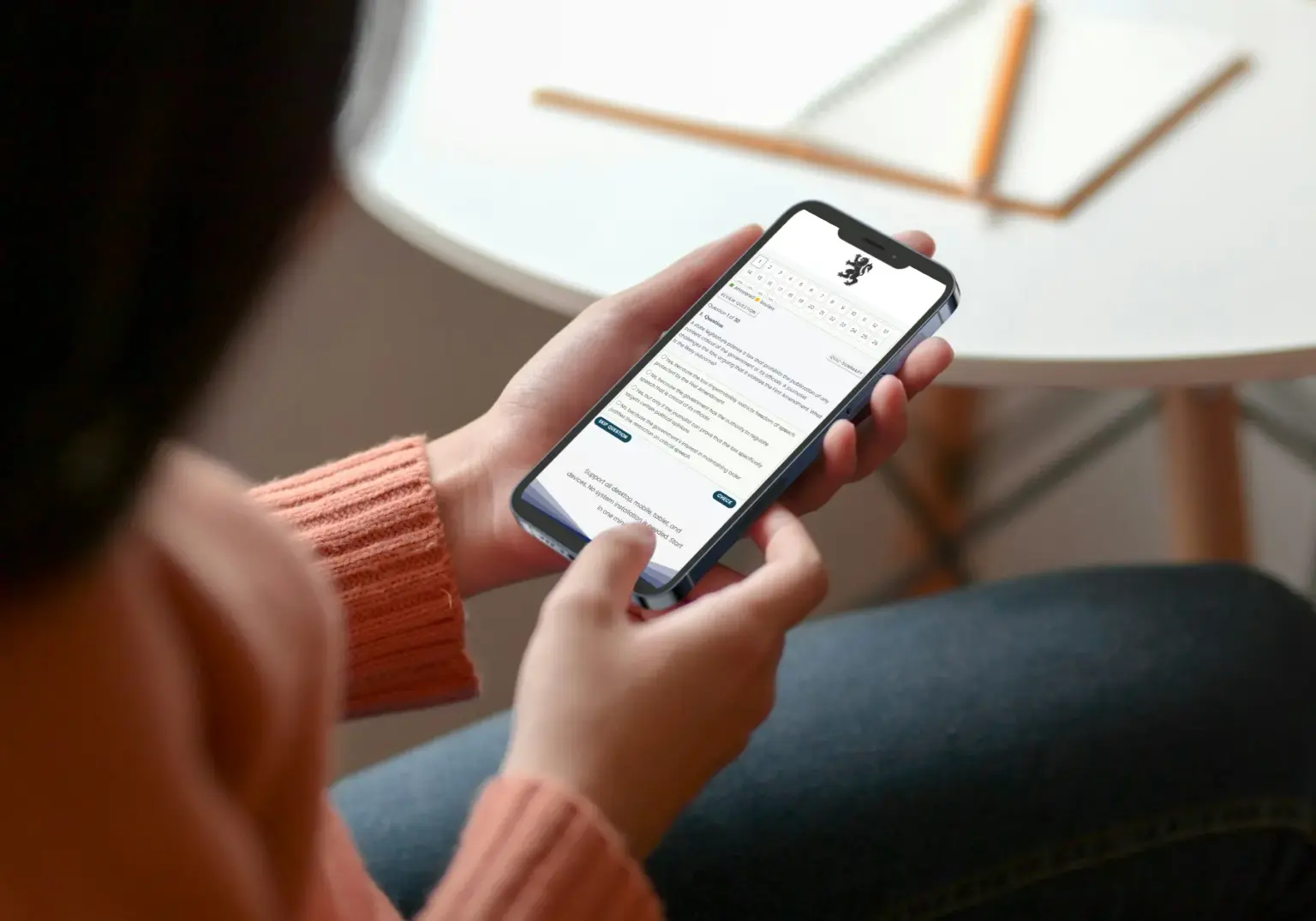 Candidate using Zeirishi Exam on mobile